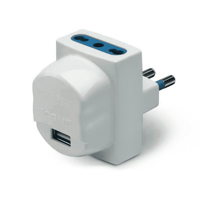 SCAME Power Strip Adapter Blueline usb 2 PR 2p t 16a White • Molinari Elettrodomestici